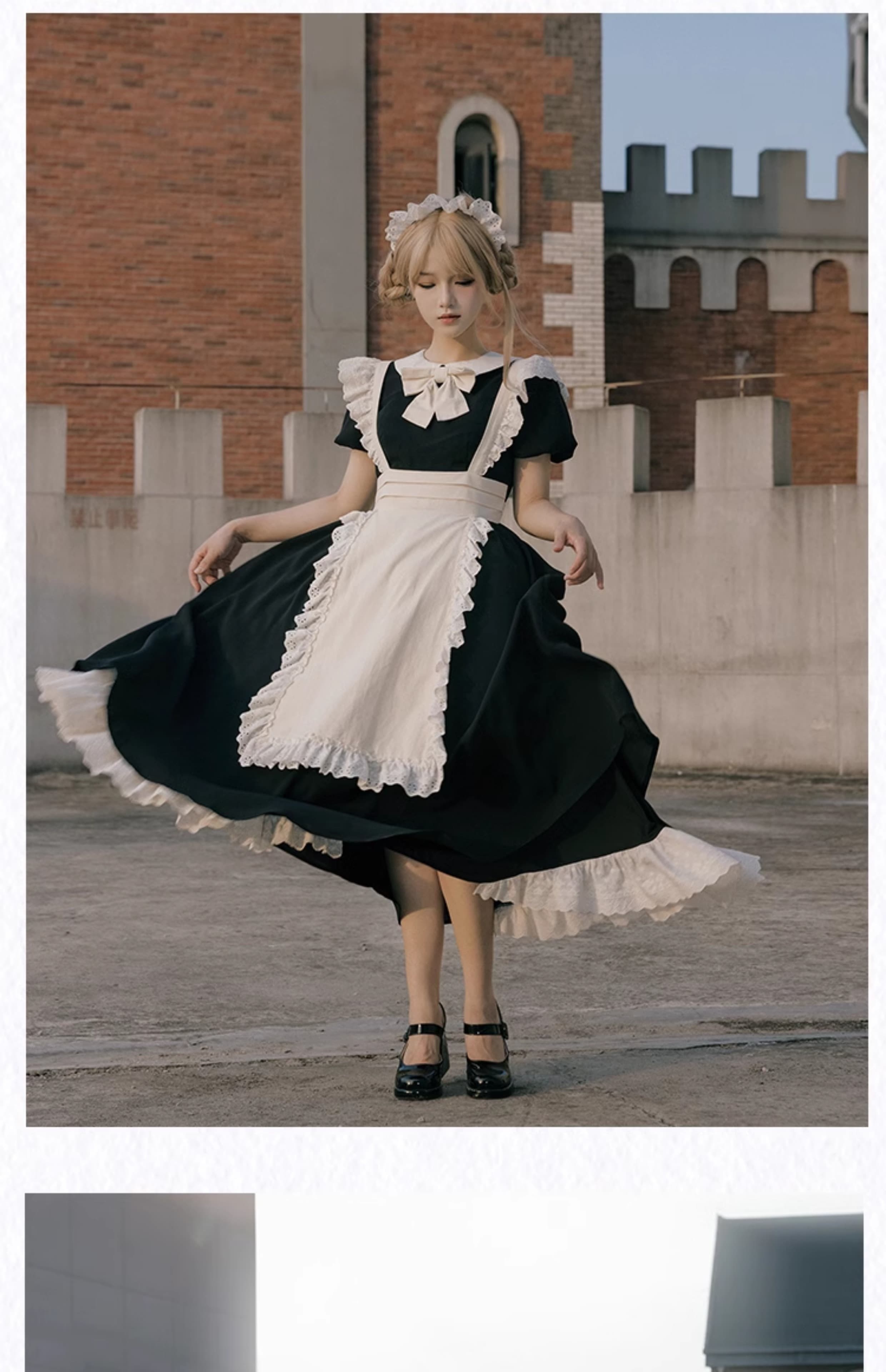 レース飾りメイド服ワンピース