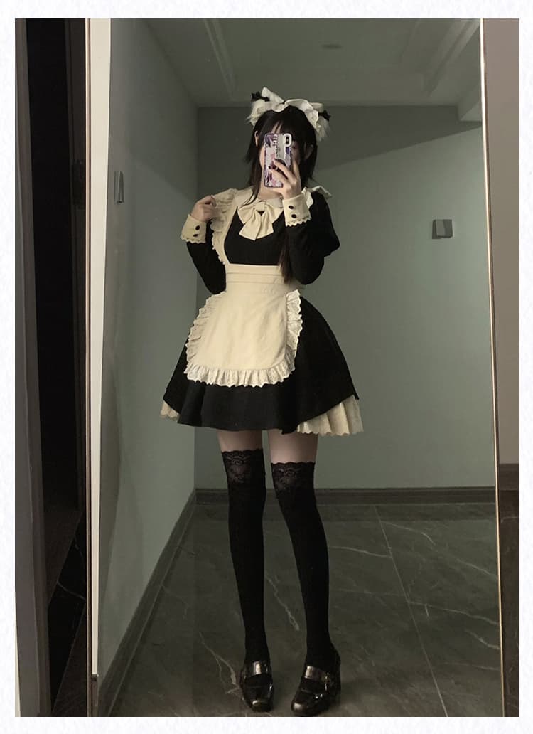レース飾りメイド服ワンピース